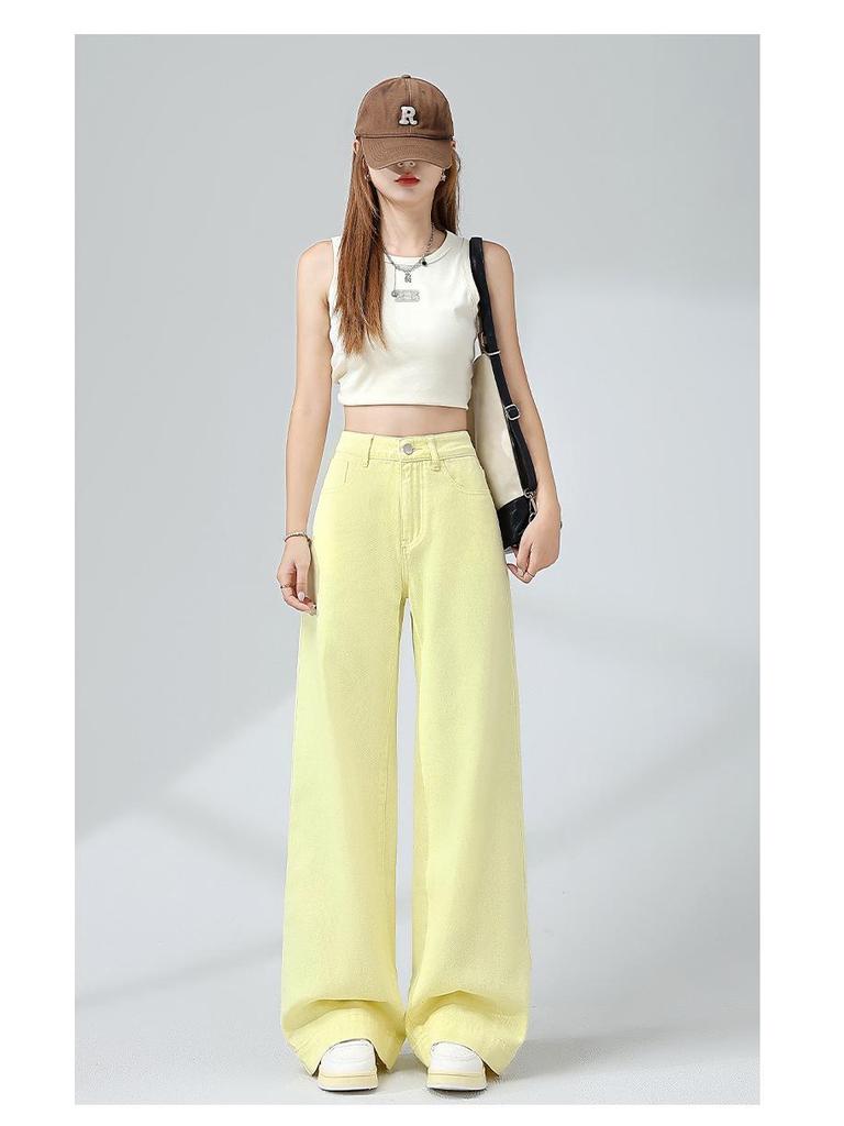 Blue High-Waisted Wide-Leg Jeans: Women's Slimming Loose Straight-Leg Pants, Spring 2026 New Style.