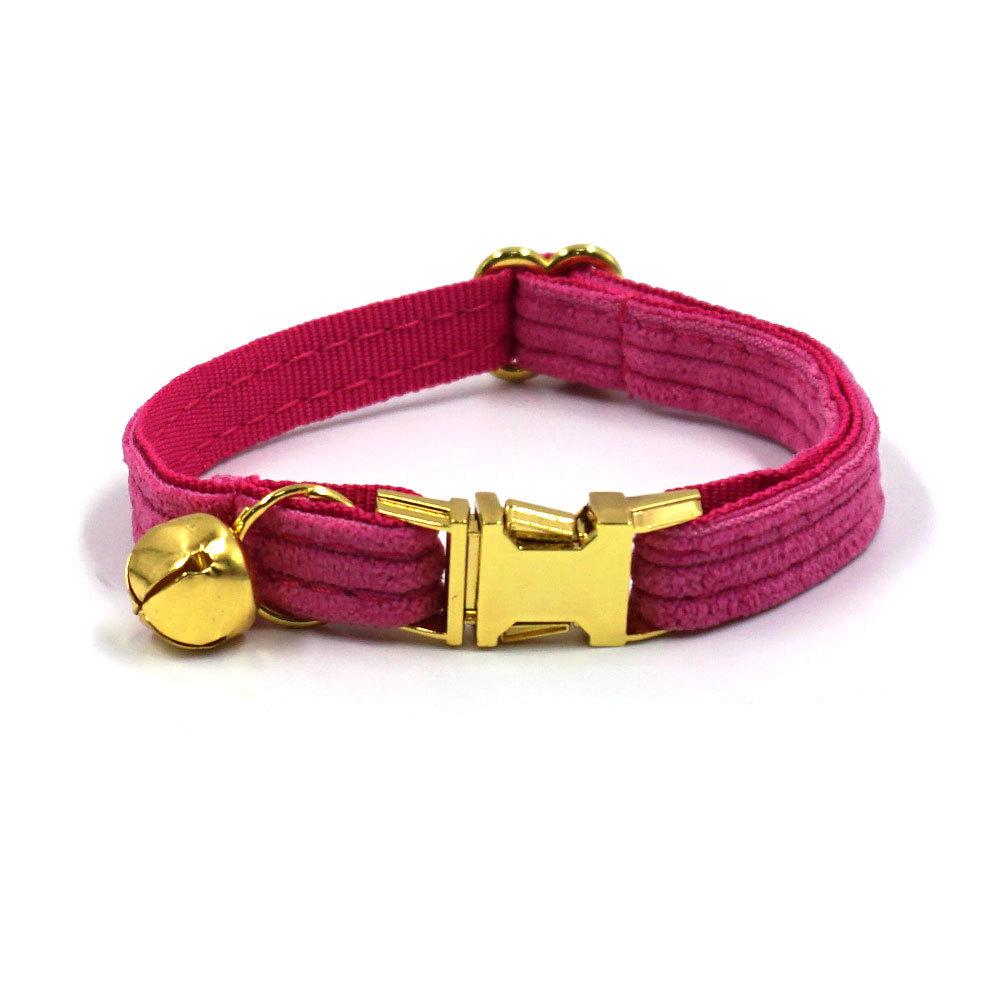 Begonia Red Corduroy Cat Collar with Engraved Name