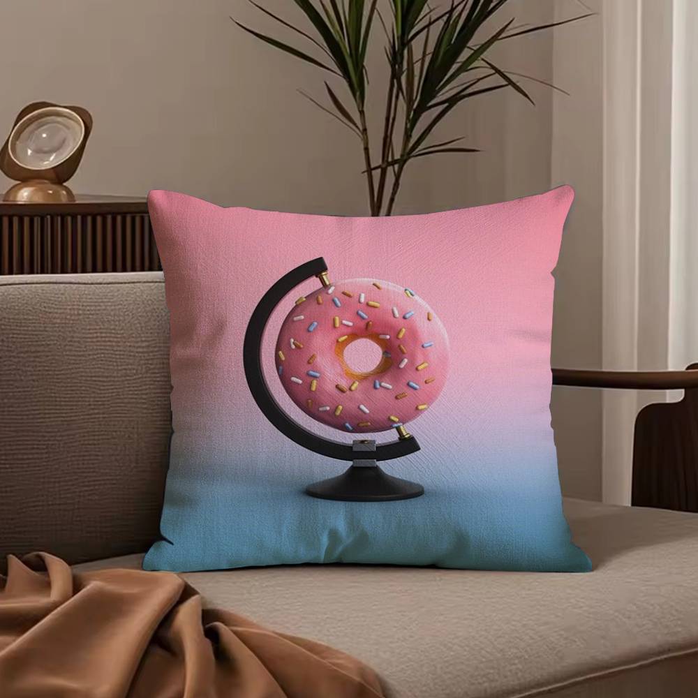 Food Fruit Print Creative Pillow Case Anti-dustmite Pillowcase Invisible Zipper Silky Short Plush Sofa Cushion Cover