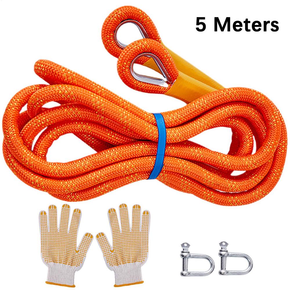 Car Emergency Rescue Rope Portable Recovery Tow Strap Heavy Duty Outdoor Car Tow Strap SUV ATV Tow Strap with Protective Mittens