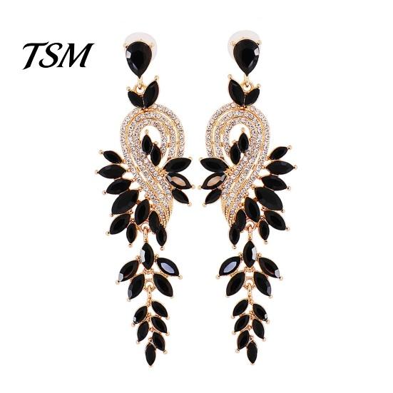 Long Earrings 1 Pair Dangle Geometric Faux Crystal Women Jewelry Elegant Drop for Wedding