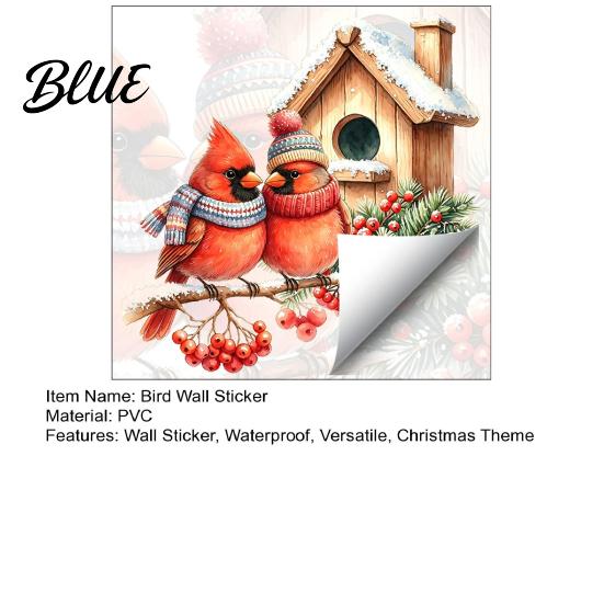 Waterproof Glass Stickers Christmas Bird Wall Sticker Watercolor PVC Decal Winter Holiday Atmosphere Art Theme Window Cling for Doors And
