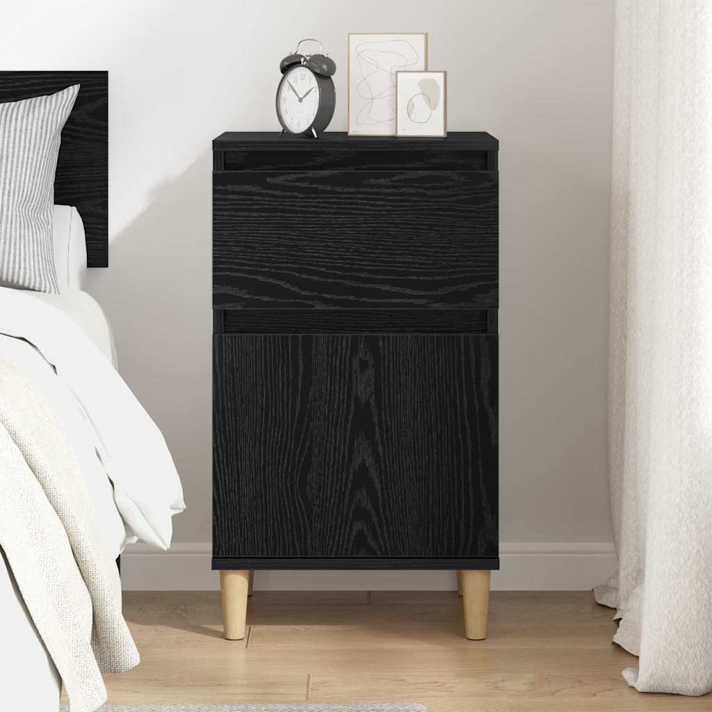 Nightstand Black Oak Effect 40 x 35 x 70 cm Wood Based Material