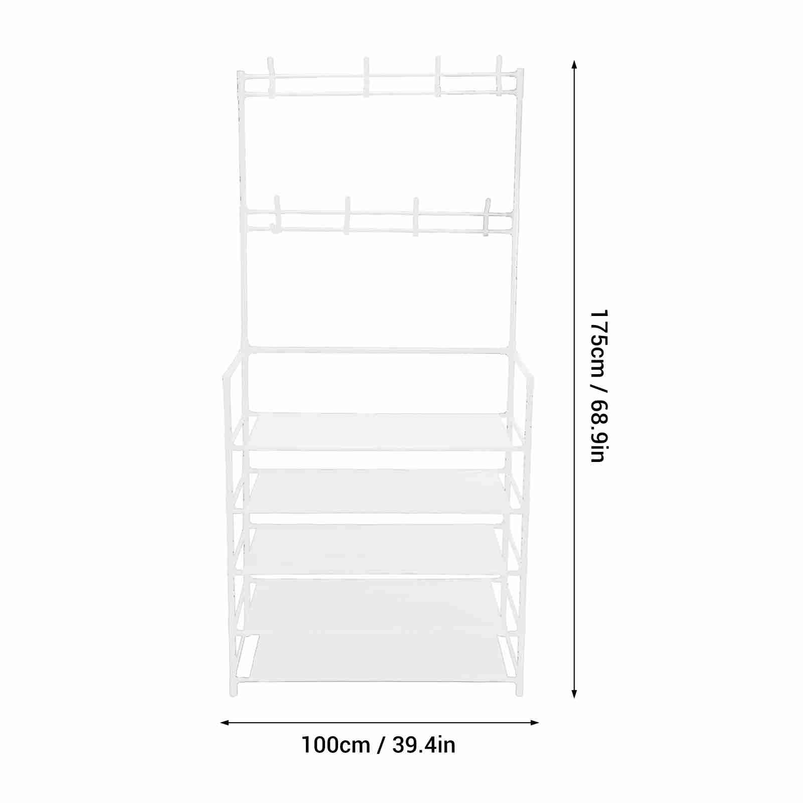 

100x175см Напольная вешалка Современная металлическая для одежды, с полкой для хранения и органайзером для обуви, для прихожей, спальни белый