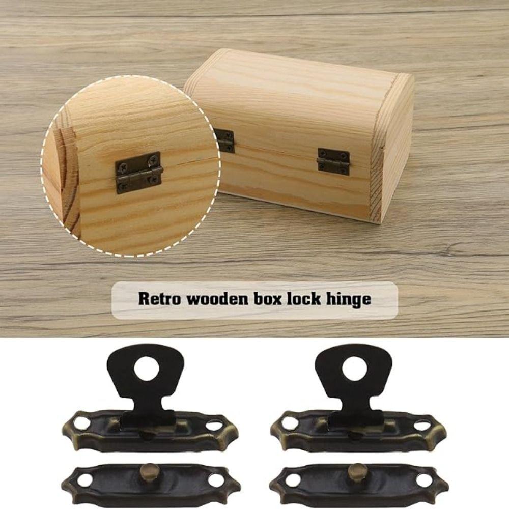 1set Accessories Mini Cabinet Hinge Vintage Furniture Cabinet Hinges Bronze Hasp Hinge Jewelry Box