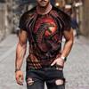 Summer Casual Men's Clothing Dragon Pattern Printing Fashion Animal Print Short Sleeved Tee Oversized T-Shirt Streetwear Tops