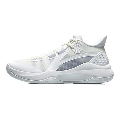 Li Ning Combat Low Durável Respirável Antiderrapante Absorção de Choque Suporte Tênis de Basquete Cano Baixo Masculino Tênis Branco Sujo Cinza ABPR027-2