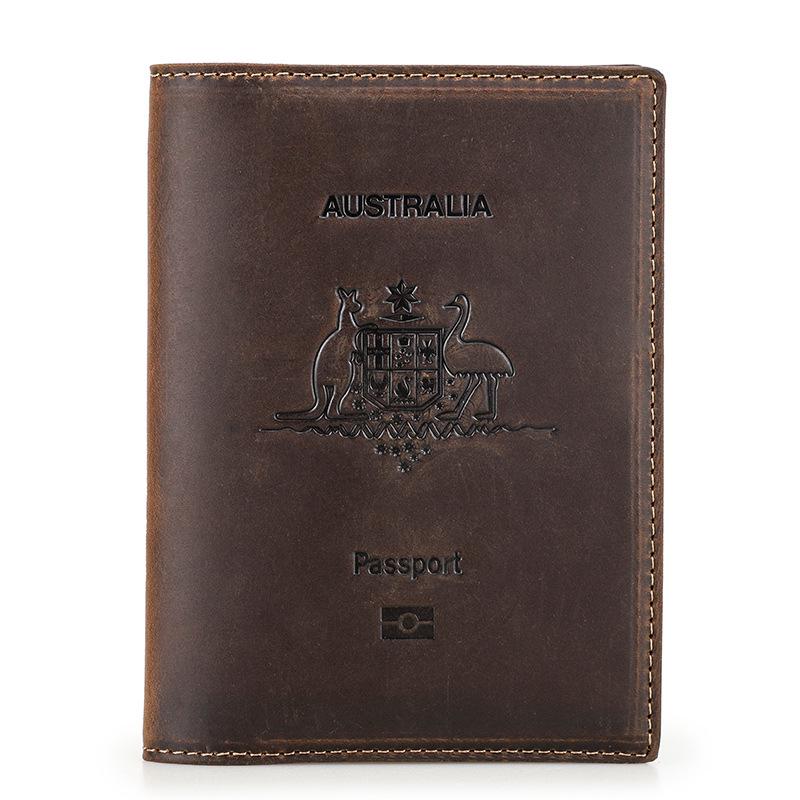 

Винтажный кожаный держатель для паспорта и документов Black Angel с RFID-защитой и слотом для AirTag для семьи и путешествий