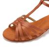 Peep Toe Kids Girls Ballroom Dance Shoes Latin Salsa Low Heel 3.5cm Soft Sole Indoor