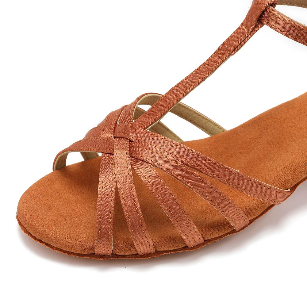 Peep Toe Kids Girls Ballroom Dance Shoes Latin Salsa Low Heel 3.5cm Soft Sole Indoor
