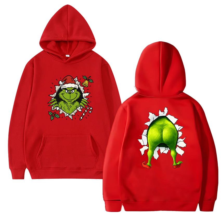 Funny Humor Grinch Christmas Hoodie Unisex Holiday Cute Green Movie Print Pullover 2025 Men Women Fleece Long Sleeve Sweatshirt