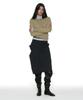 Partimento Woman Asymmetric Drape Panel Midi Skirt_Charcoal