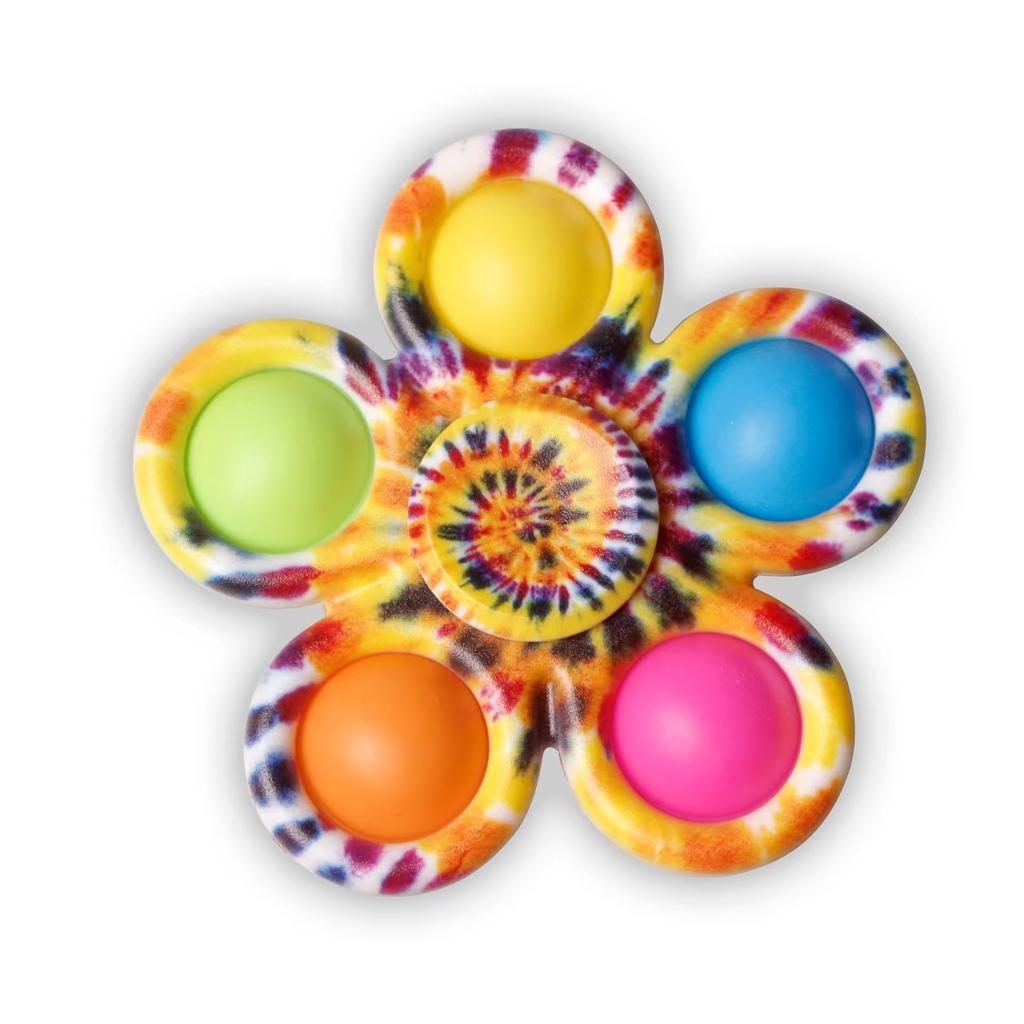 Non-Toxic Fidget Spinner Sensory Pops Finger Toys Tie Dye Simple Push Bubble Hand Spinner For Adhd Autism Anxiety Stress Relief Gifs