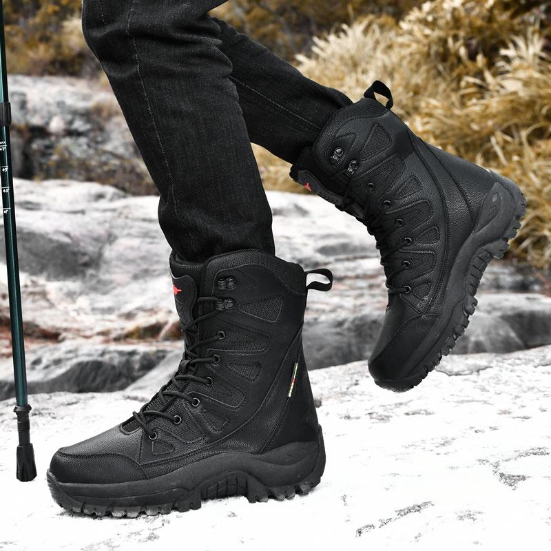 New Waterproof Men's Boots Outdoor Non-slip Men Hiking Boots High Top Winter Men's Motorcycle Boots Rubber Men Work Desert Boots