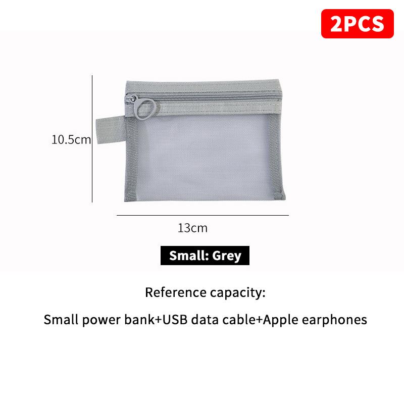 Mini Mesh Hard Disk Card Reader Bags Portable Earphone Data Cable Chargers Storage Bag U Disk Zipper Pouch Travel Organizer