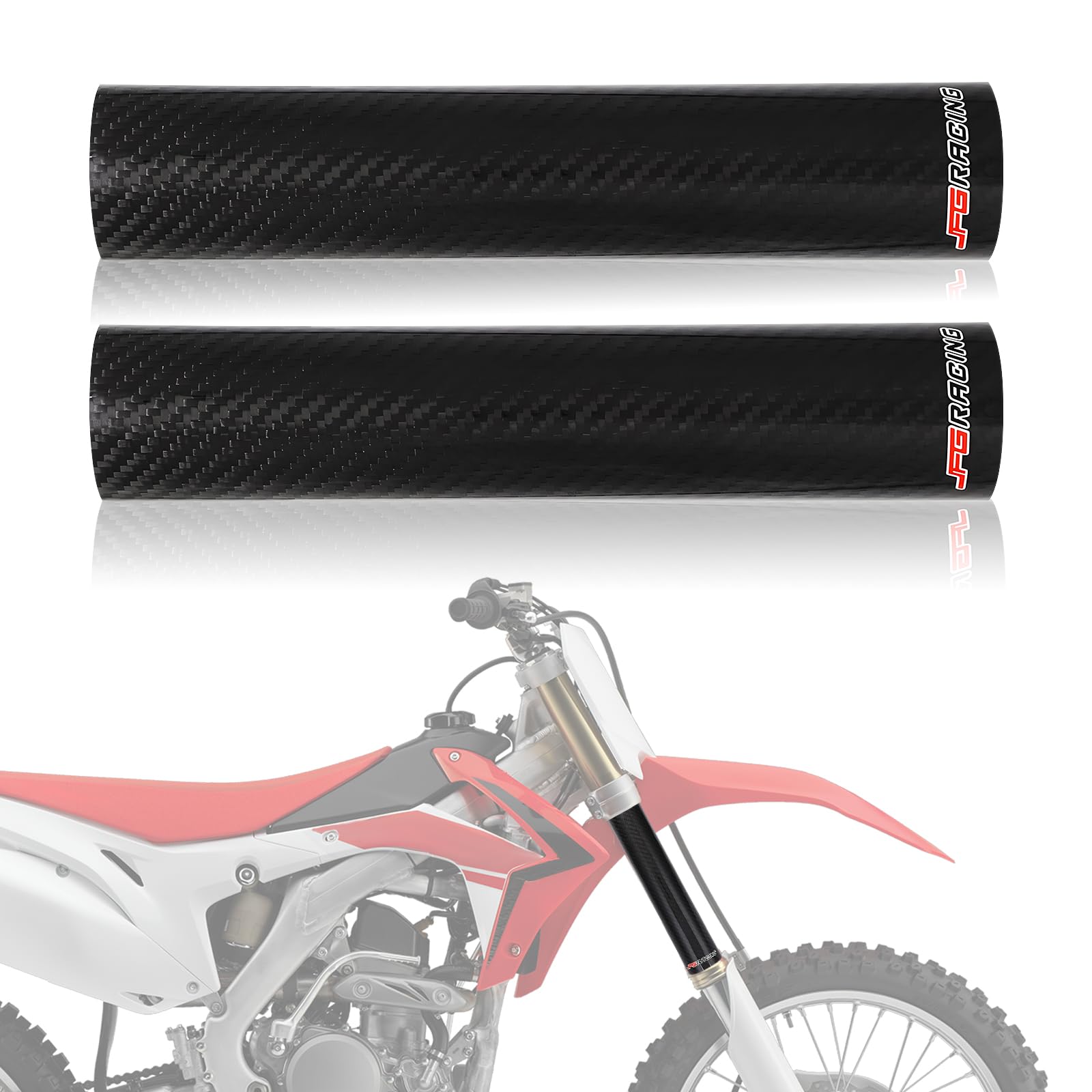 

JFG Motorcycle Front Fork Guard Fork Cover, 9.8 inches (248 mm), Carbon, Universal Use, 248MM