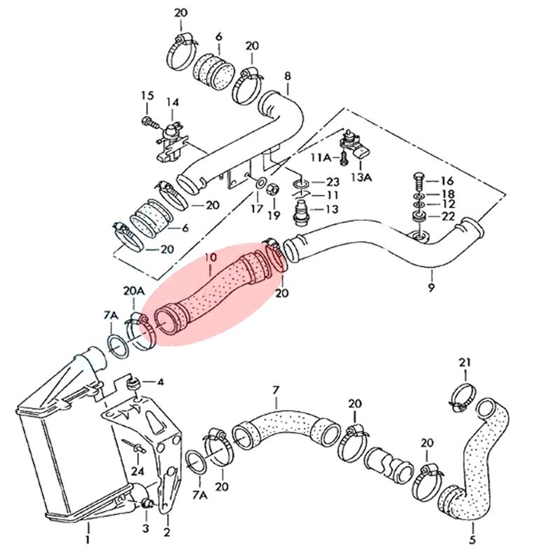 

For VW For Passat B5.5 1.9 TDI 2000-05 3B0145834R Turbocharged Hose Radiator Hose For Skoda Superbo I 1.9 TDI 2002-05 3B0145834C чёрный