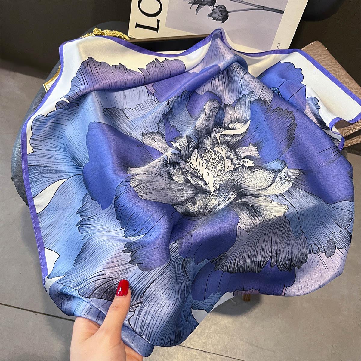 

Шелковый платок женский фуляр квадратный женский тутовый шелк роскошный модный принт шейный платок женская шаль накидки хиджаб бандана шарфы Real Silk 65x65cm