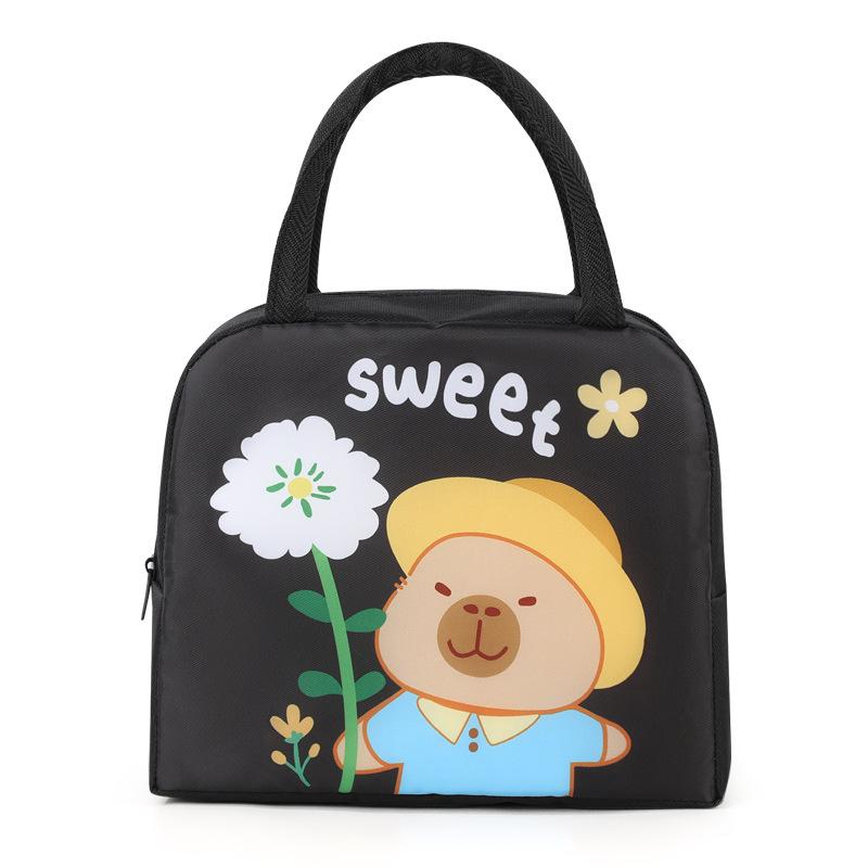 Cartoon Capybara Kids Insulated Lunch Bag - Portable School Lunch Box