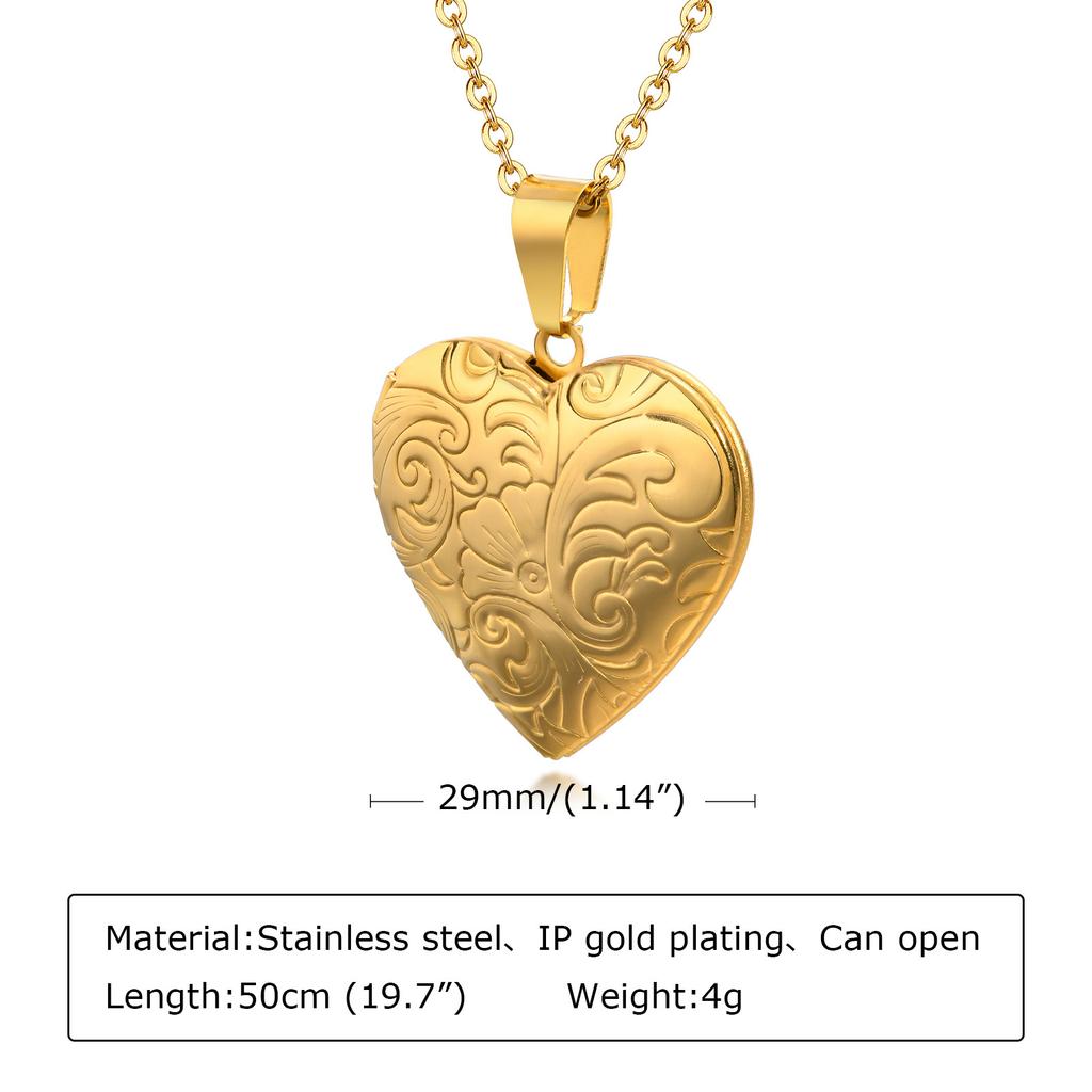 Heart Locket Necklace For Women Stainless Steel Jewelry Custom Photo Frame Memory Love Pendant For Valentine's Day Gift