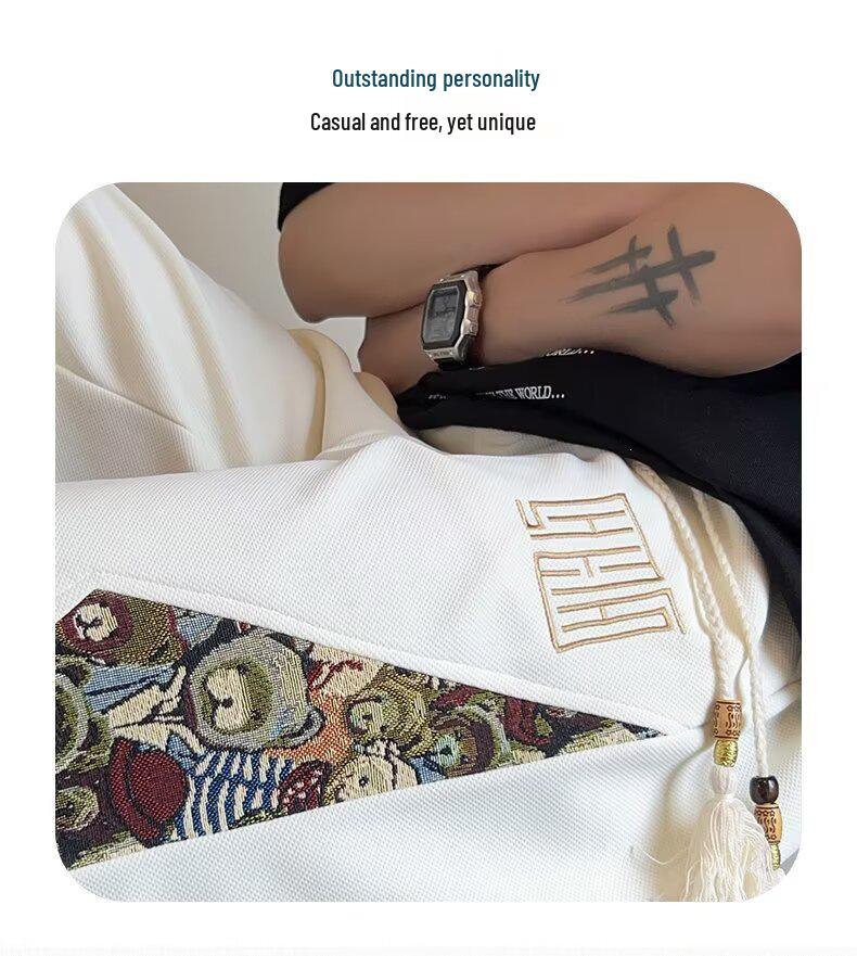 Men's Loose Short Sleeve T-shirt and Shorts Two-Piece Set - Chinese National Style, Plus Size, Summer Casual Sportswear