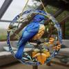 Blue Bird Simulated Branch Pattern Circular Acrylic Pendant Garden Decoration