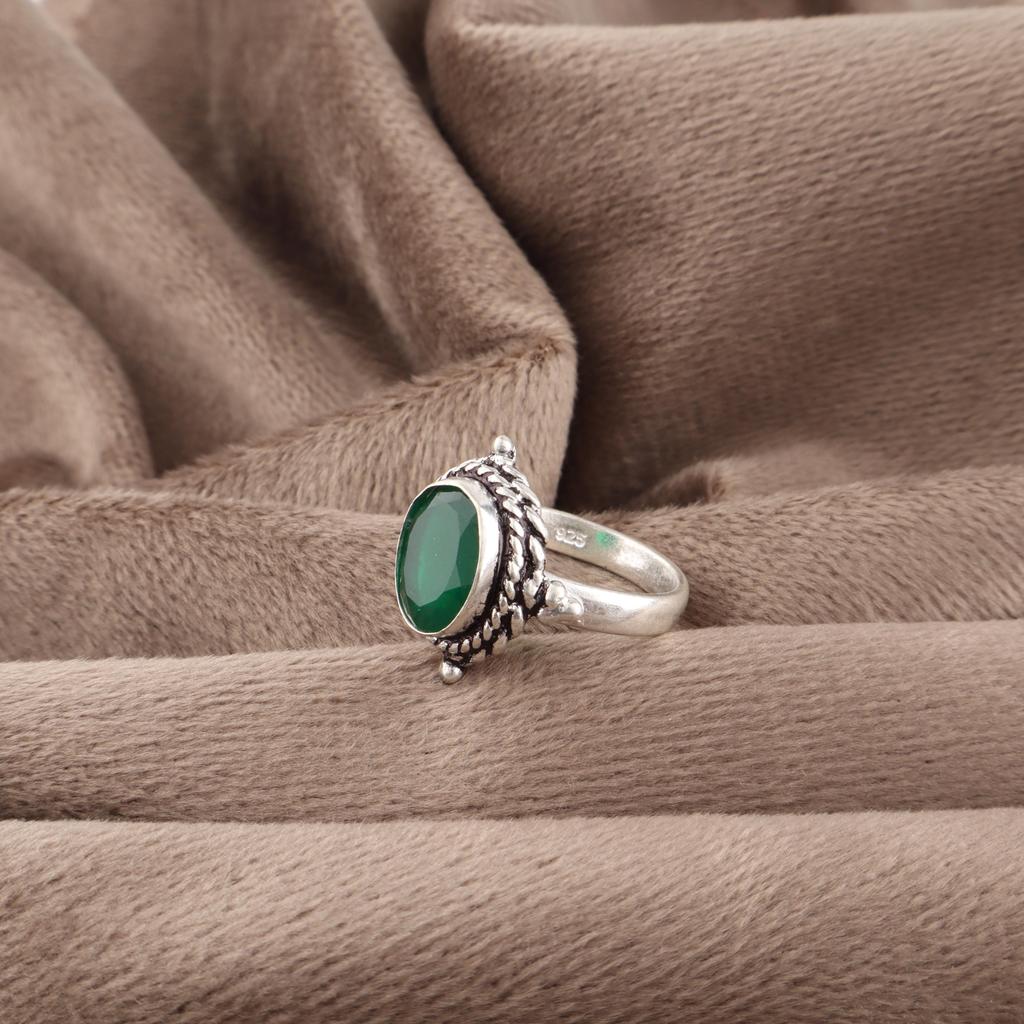 Green Onyx Gemstone Jewelry, 925 Sterling Silver Ring, Handmade Designer Jewelry, Amazing Onyx Silver Ring For Women