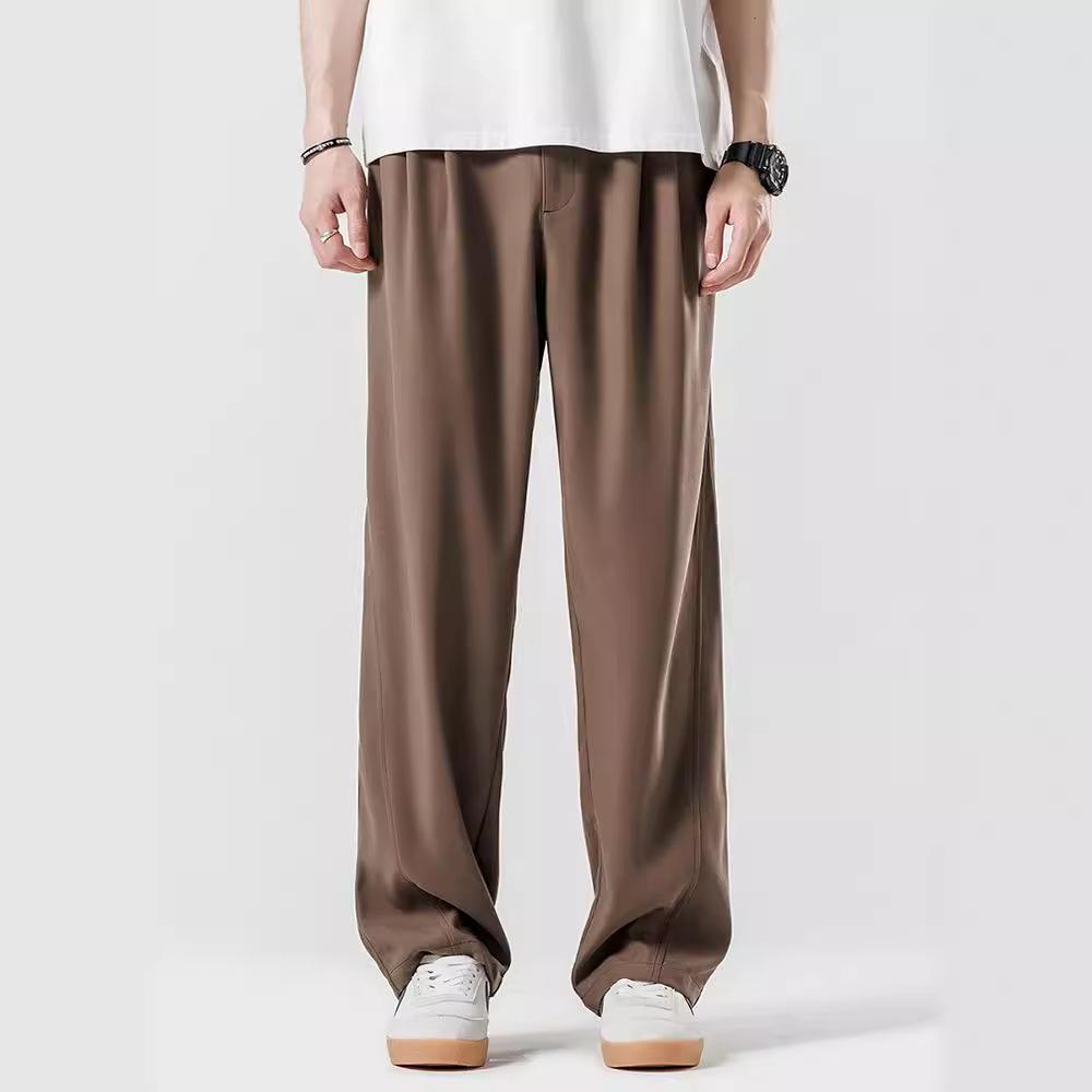 Herren Braune Anzüge Hosen Blazer Gerade Hosen Sommerkleidung Hosen Lässige Eisseidenhosen