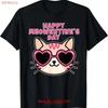 Happy Meowentines Cat Heart Sunglasses SweaT T Shirt Vintage Washed Stretched Soft Streetwear Versatile Fashion Comfortable
