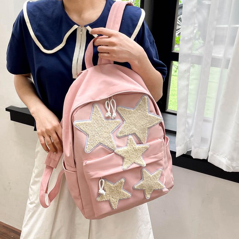 Women Backpack Large Capacity Nylon Casual Star Kawaii Back Pack Student Shoulder Bag Travel School Bags for Girls Bookbags