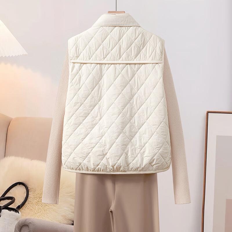 Women's Solid Lapel Single-Breasted Quilted Vest