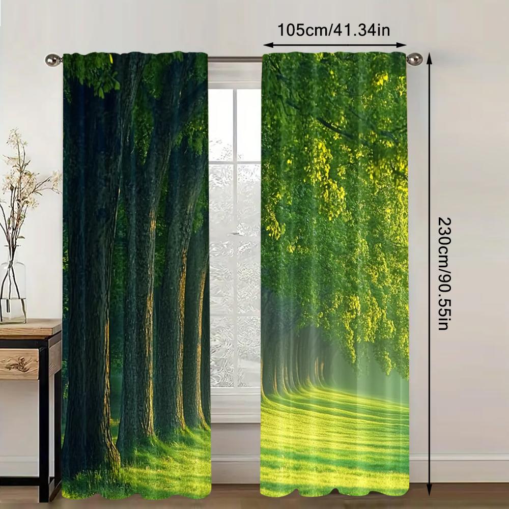 2pc,  Window Drapes Forest1 Blackout  Polyester Wall Decor Suitable for Room/bedroom/Window Decor