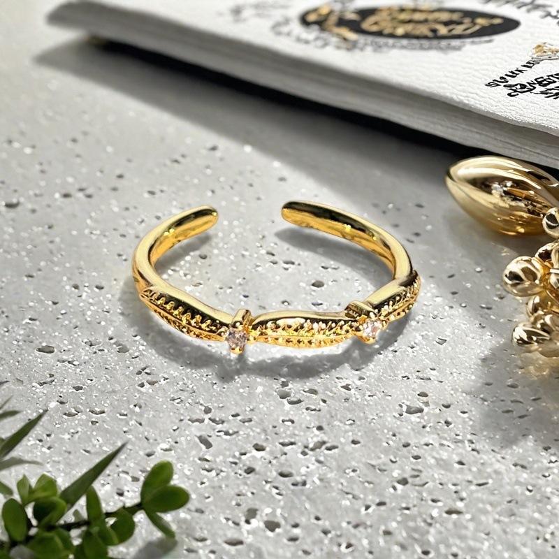 Sweet Pink Zircon Water Drop Star Opening Ring Small Fresh Light Luxury High Sense Simple Niche Ring