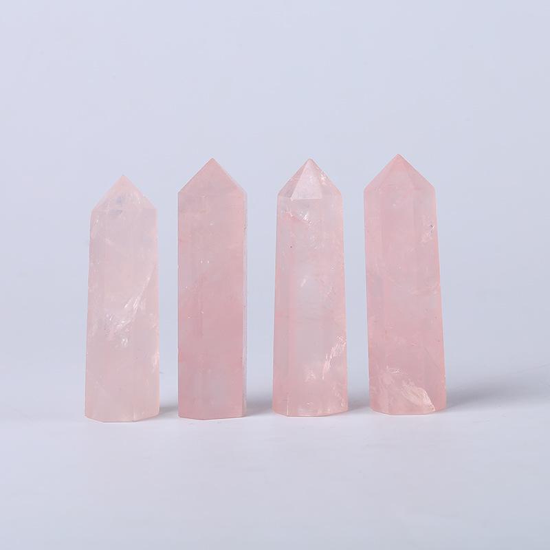 Hexagonal Crystal Column Ornament: Polished Semi-Precious Stone in Various Materials