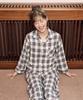 [BYC] Unisex Cotton Fleece Blue Check Pajama Set [Shipped from Korea] 100% Authentic