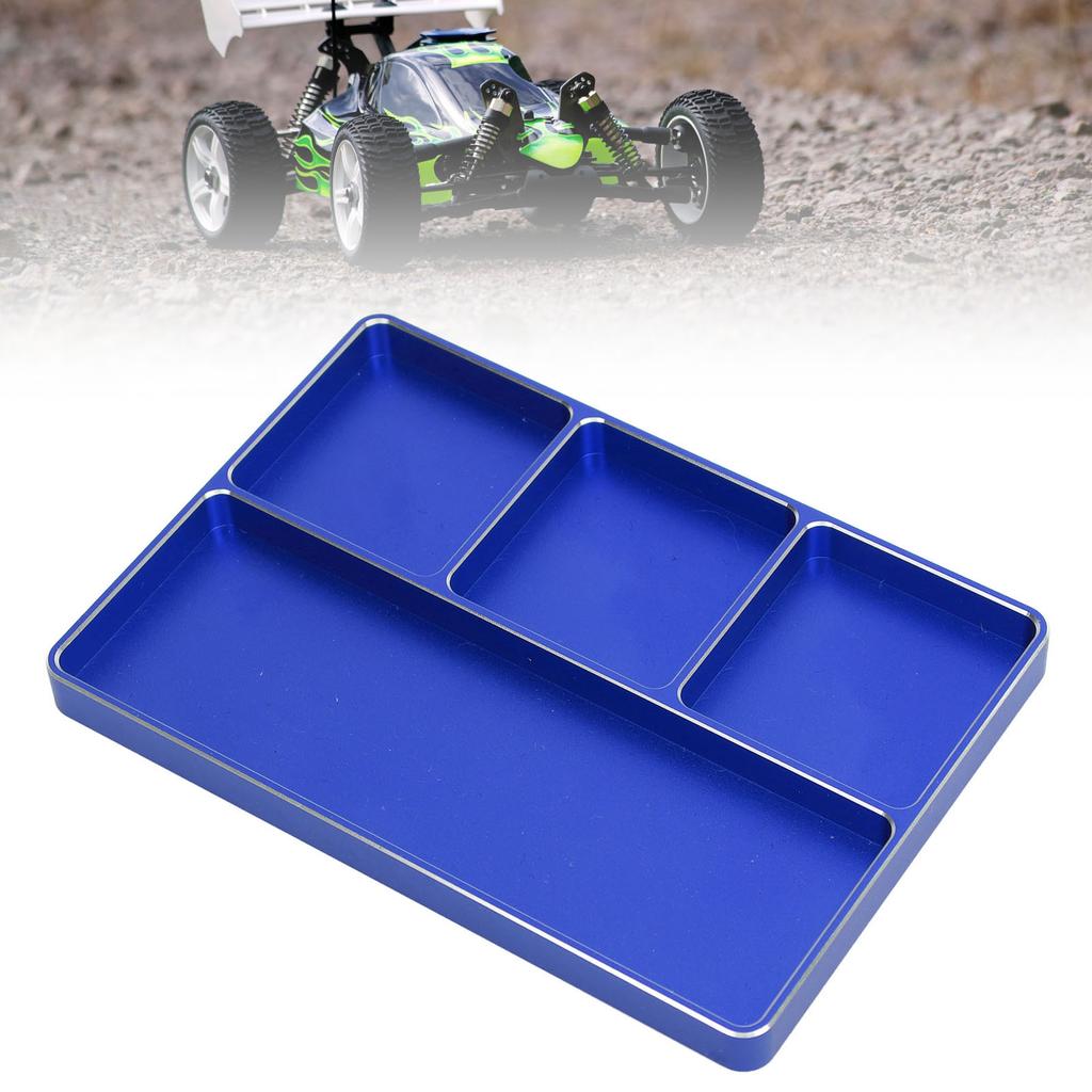 RC Repair Screw Tray 4 Grids Aluminum Alloy Screw Tray with Magnetic Pad for 1/10 1/8 RC Car RC Airplanes