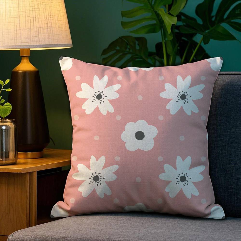 Spring and Summer Floral Pillow Case Plush Fabric Soft Double Sided Print Home Sofa High Quality Cushion Cover Throw