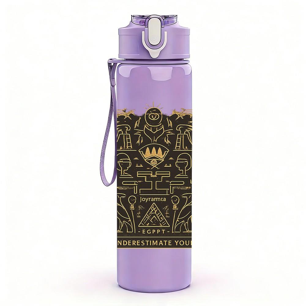 1PC Vintage Tribal Ornament Pattern 750ml Color Plastic Sports Water Bottle Leakproof Flip Straw Lid Suitable for Sports Office Home Use