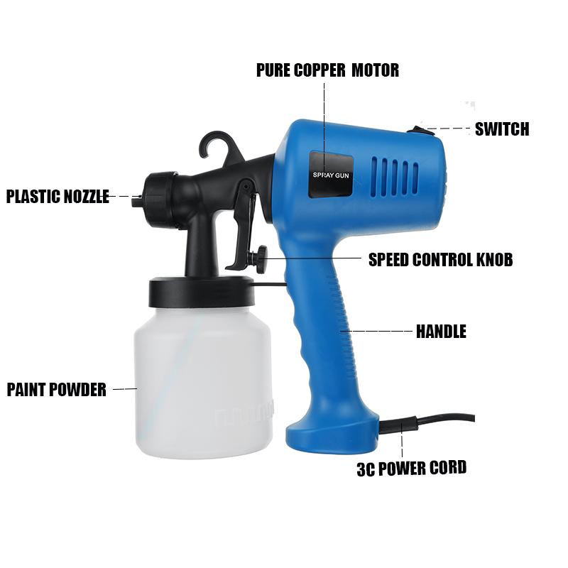 AC 220V Air Spray Guns Copper Motor 400W Electric Paint Sprayer Disinfection Blue 800ml