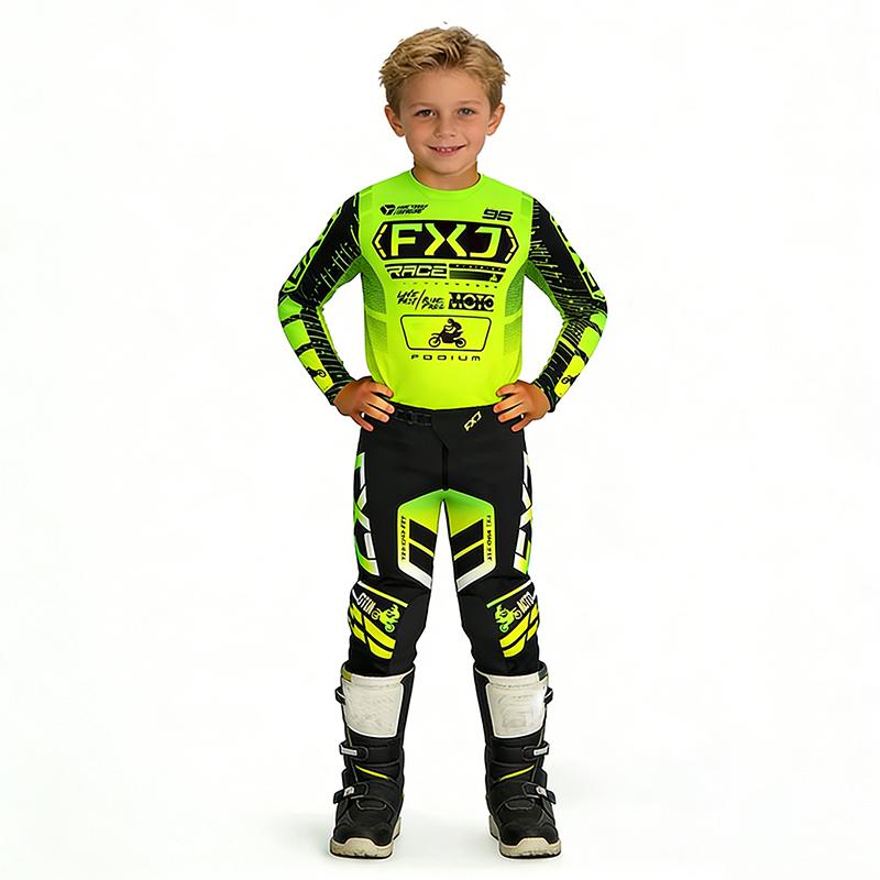 Set Motocross Bambino Maglia e Pantaloni MX Bambini Set Blu Dirt Bike MTB DH UTV Enduro Equipaggiamento Combo Tuta da Gara Off Road per Giovani