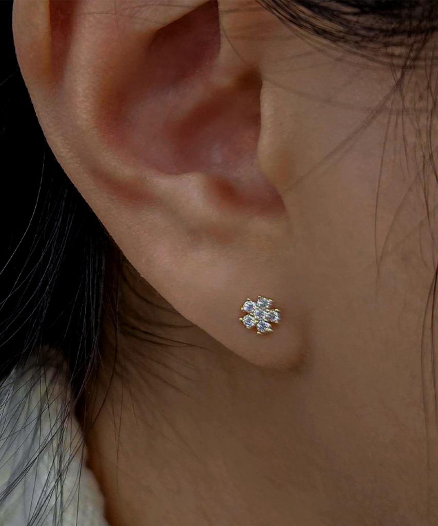 Helene Jewelry 14K Say Flower Cubic Earrings