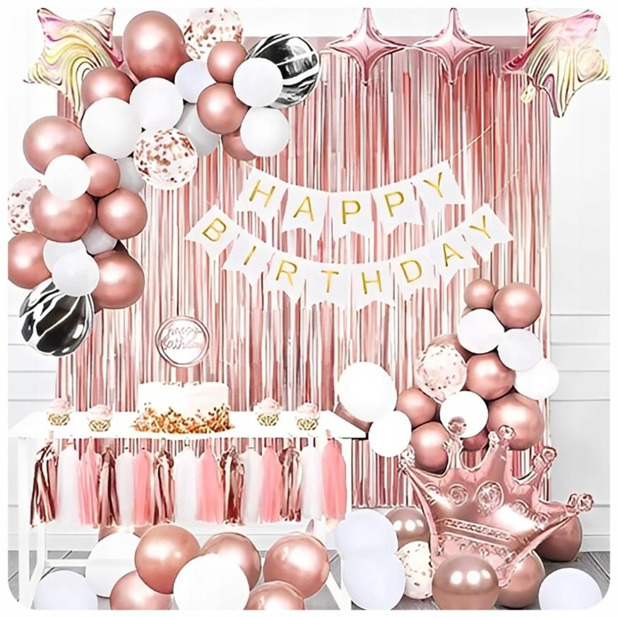 Set mit 65 roségoldenen Geburtstagsballons