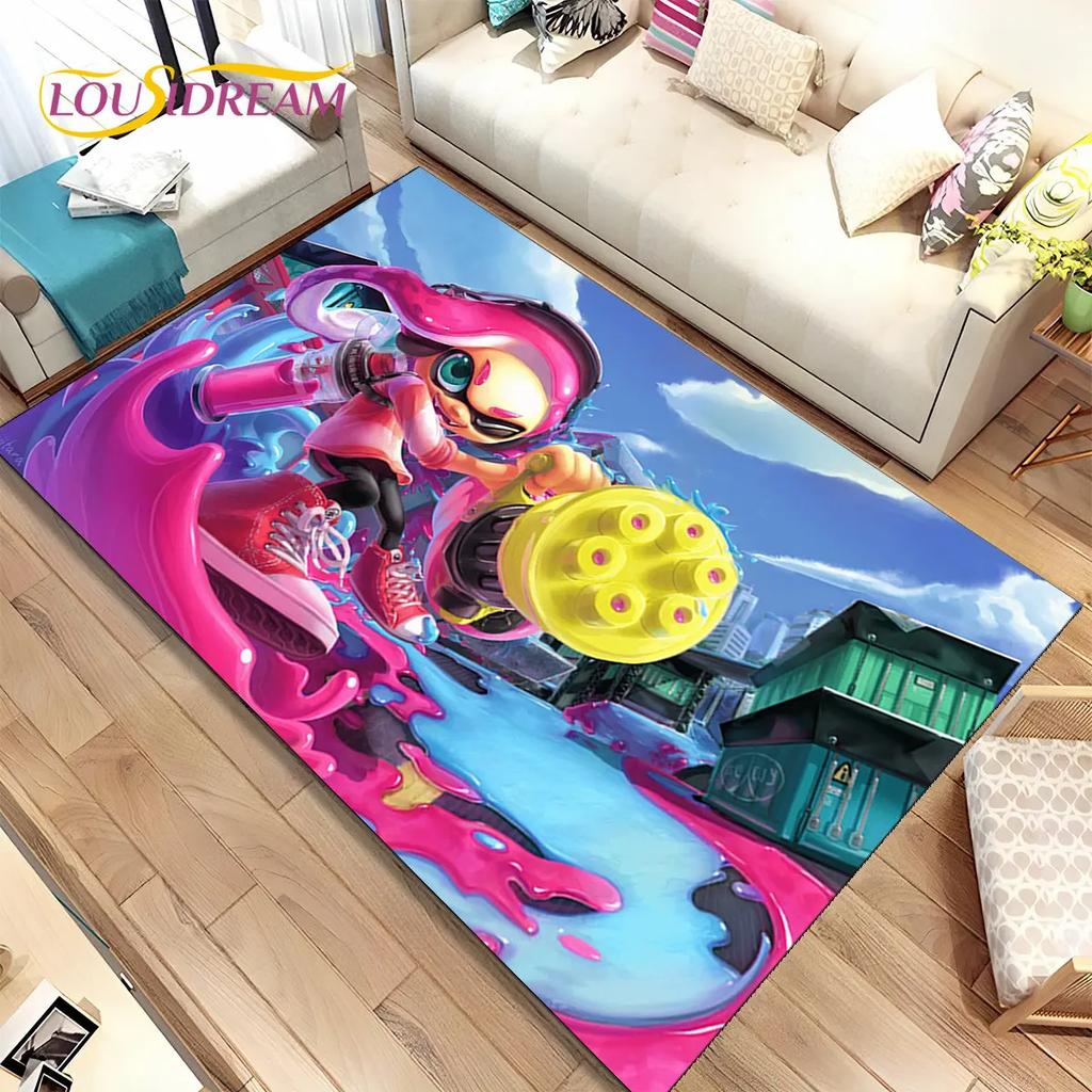 Games,Splatoon, Cartoon Gamers Area Rug,Carpet Rug for Living Room Bedroom Sofa Doormat Decoration, Kid Play Non-slip Floor Mat