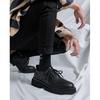 Herren Brogues Schuhe mit dicker Sohle Flache Businessmarke Herrenschuhe Reines Schwarz Höhenerhöhend 3cm