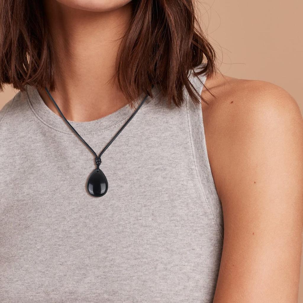 Obsidian Teardrop Amulet Power Stone Unisex [Koai] Necklace,
