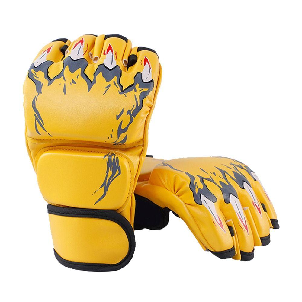 1Pair Half Finger Training Gloves Kickboxing Gloves for Adult Sanda Boxing UFC Training