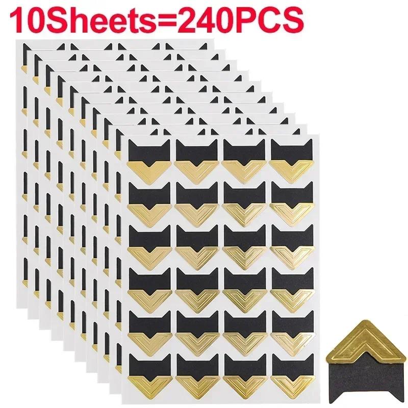 240/24PCS Corner Stickers DIY Vintage Corner Kraft Paper Stickers Scrapbook Self-Adhesive Photo Album Accessories Corner Sticker