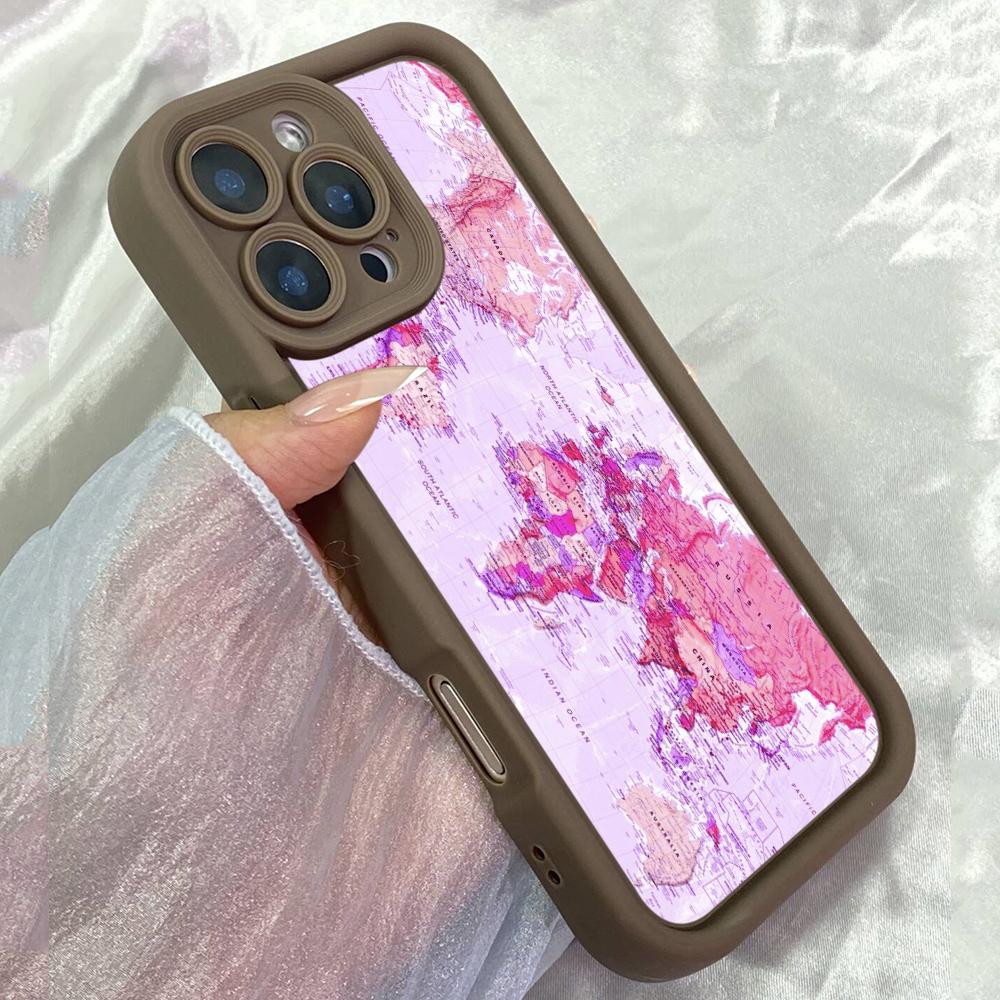 

JT424 Pink World Map Online for iPhone 17 16 15 14 13 Pro Max Samsung S26 S25 Ultra A17 A07 A56 A16 A14 Xiaomi 15T Redmi 15c Note 14 13 Soft Case Redmi 15C 4G/5G(171.6) коричневий