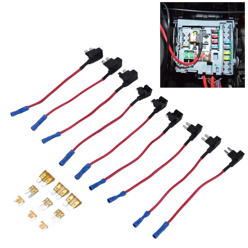 9 Pack 12V Add A Circuit Adapter 3 Types Fuse Tap Holder Standard Mini Low Profile with 5A Blade Fuse