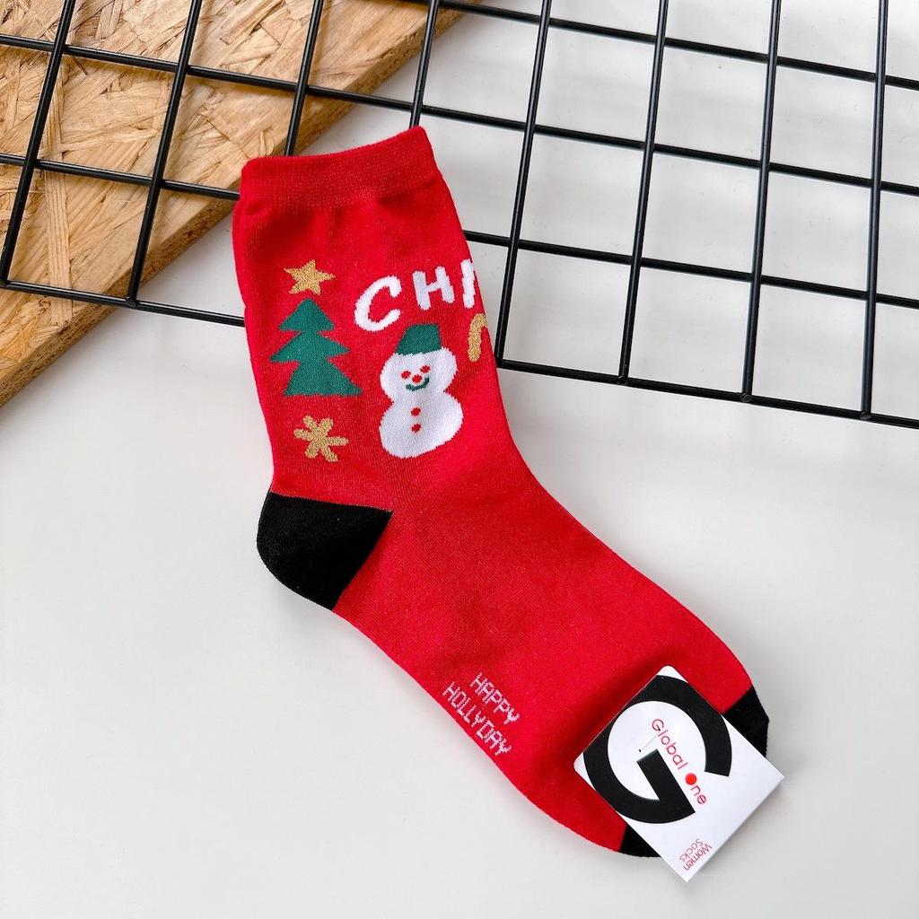 2022 Autumn/Winter Dongdaemun Women's Color Block Long Christmas Socks